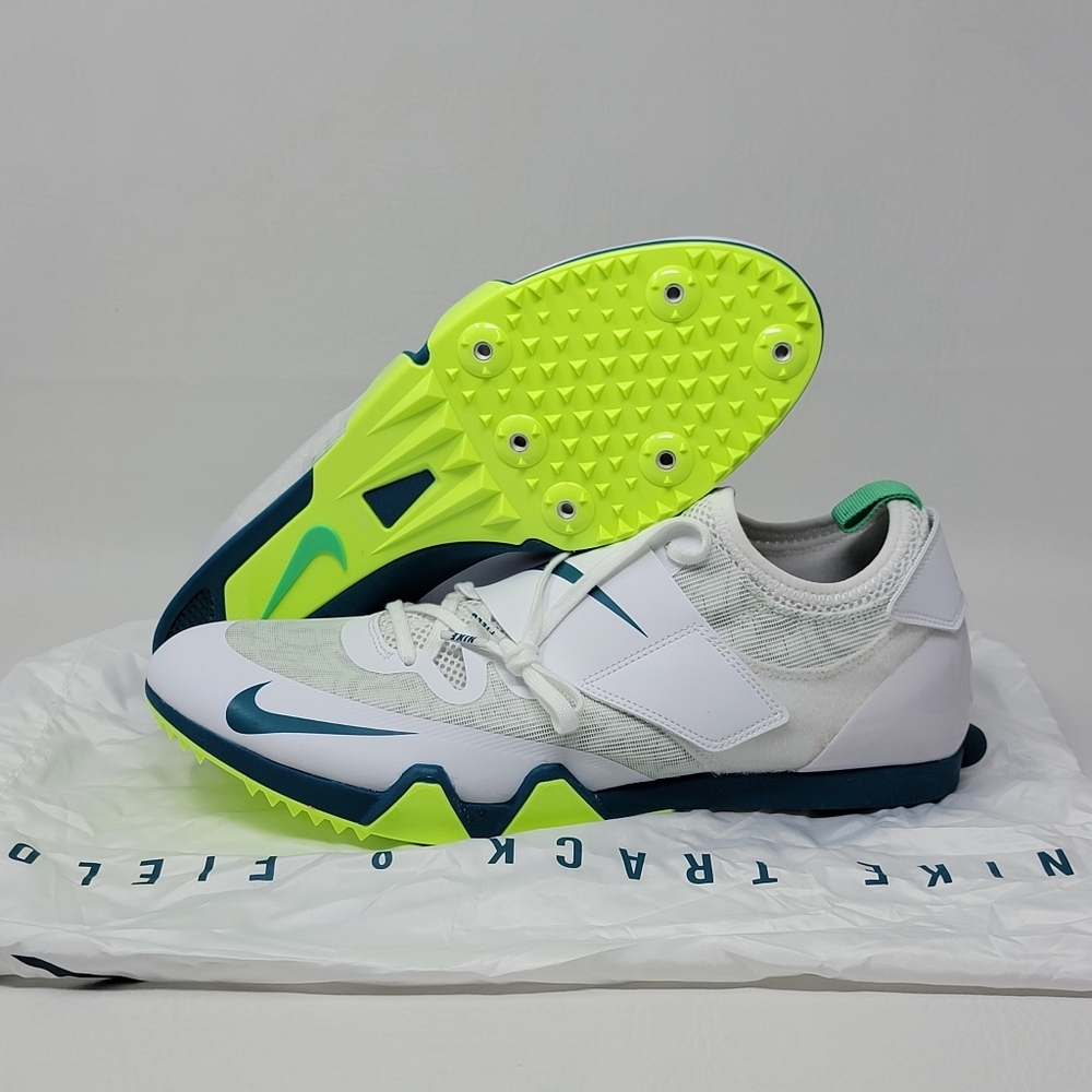 Nike Zoom Pole Vault Pv Elite White Bright Spruce Spikes Fz9649-100 Men's 12 New